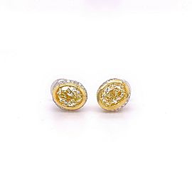 Fancy Yellow Oval Diamond 2.25 tcw Earrings Bezel Set in 18kt Yellow Gold Plat