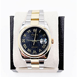 Rolex Datejust 116203 Black Jubilee Dial 18K Yellow Gold Stainless