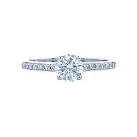 De Beers 0.68 tcw Forever Pave Round Brilliant Diamond Engagement Ring Platinum