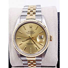 Rolex Datejust 16233 Champagne Dial 18K Yellow Gold Stainless Box Booklets