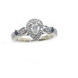 Vera Wang Love 5/8 tcw Pear Diamond Blue Sapphire Vintage Style Engagement Ring