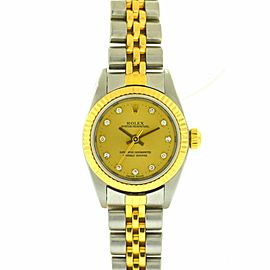 Rolex 76193 Oyster Perpetual Two Tone Champagne Diamond Dial Ladies Watch