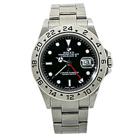 Rolex Explorer II 16570 F Serial Men's Automatic Watch Black Dial SS 40mm