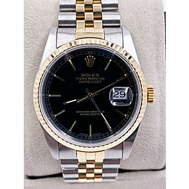 Rolex Datejust 16233 Black Dial 18K Yellow Gold Stainless