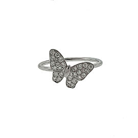 18k White Gold Diamond Butterfly Stackable Ring TCW