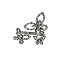 18k White Gold Diamond Butterfly Trio Ring TCW .50 Cts