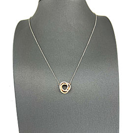 18k White Yellow Rose Gold Tri-Color Diamond Circle Necklace