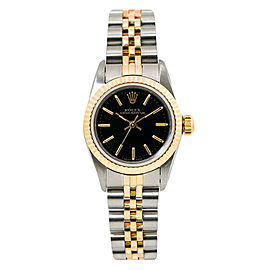 Rolex Oyster Perpetual 67193 Automatic 18kt TwoTone Watch Black Dial