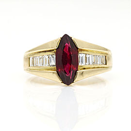 2.08 ct Marquise Ruby and Diamond Statement Ring in 18k Yellow Gold