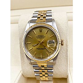 Rolex Datejust 16233 Champagne Dial 18K Yellow Gold Stainless Steel