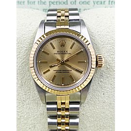 Rolex 67193 Ladies Oyster Perpetual 18K Yellow Gold Stainless Steel