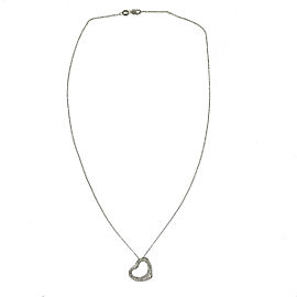 14k White Gold Diamond Open Heart Necklace .35 TCW