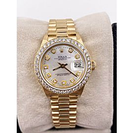 Rolex Ladies President MOP Diamond Dial Diamond Bezel 18K Yellow Gold