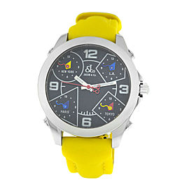 Jacob & Co. Five 5 Time Zone JCM-29 Stainless Steel 40MM Watch Yellow Strap