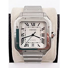 Cartier Santos 4072 Large Silver Dial Stainless Steel Box Papers