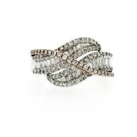 Ladies IKS 10K White & Rose Gold 1.03 ct Diamond Cocktail Bnad Ring Size 7