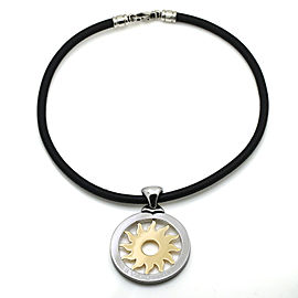 Bvlgari Bulgari XLarge Sun Pendant Choker Necklace in 18k Gold and Steel