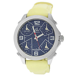 Jacob & Co Five 5 Time Zone JCM-29 Stainless Steel 40MM Watch Light Yellow Strap