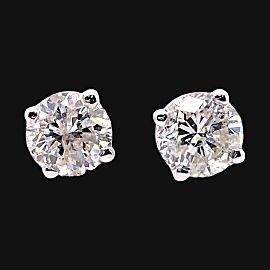 Round Diamonds 1.97 tcw Solitaire Stud Earrings in 14kt White Gold