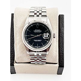 Rolex 16234 Datejust Black Dial Stainless Steel Watch