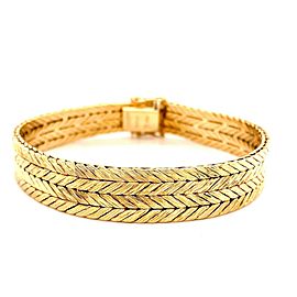 Tiffany & Co West Germany Double Row Herringbone Woven Bracelet 18kt Yellow Gold