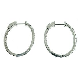 18k White Gold Diamond Inside Out Hoop Earrings .80 TCW