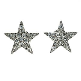 18k White Gold Pave Star Diamond Stud Earrings