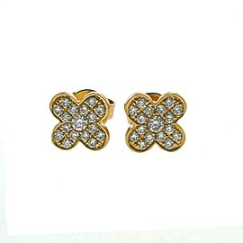 18k Yellow Gold Diamond Clover Stud Earrings 0.25 TCW