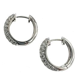 18k White Gold Diamond Huggie Hoop Earrings 1.33 TCW