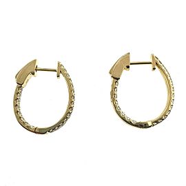 18k Yellow Gold Diamond Inside Out Hoop Earrings .60 TCW