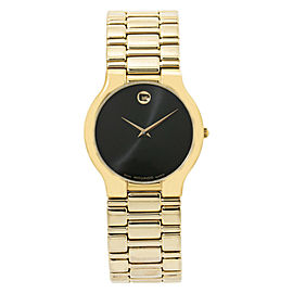 Movado Museum 87-34-871 Gold Plated Unisex Black Dial Quartz Watch