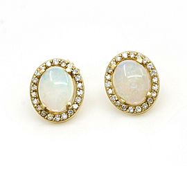 Jennifer Rivera Opal and Diamond Oval Sud Earrings in 14k Yellow Gold