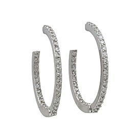 Women's Inside-Out Diamond Hoop Earrings in 14k White Gold