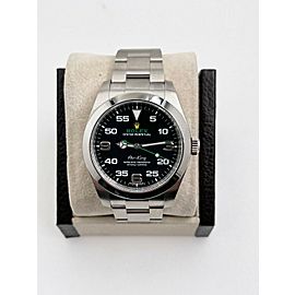 Rolex Air King 116900 Black Dial Green Seconds Stainless Steel