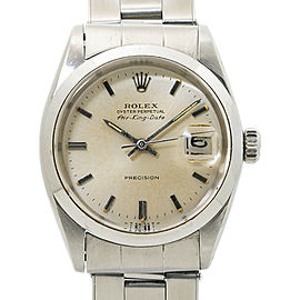 Rolex Air King Date Rivet Bracelet Automatic Men Watch Silver Dial 34mm