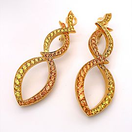 Rodney Rayner Tsavorites and Orange Sapphires Earrings in 18kt Yellow Gold