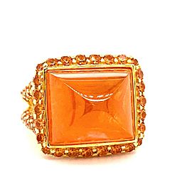 Rodney Rayner Mandarin Garnet Cabachon Ring with Orange Sapphire Ring 18kt YG