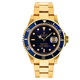 Rolex Submariner Blue Purple Patina Dial 18K Yellow Automatic Watch 40mm