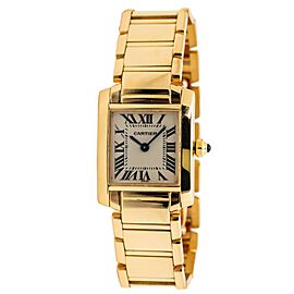 Cartier Tank Francaise 18k YG Quartz Ladies Watch White Dial 20mm