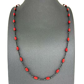 David Yurman Red Dyed Sea Bamboo Spiritual Bead Necklace