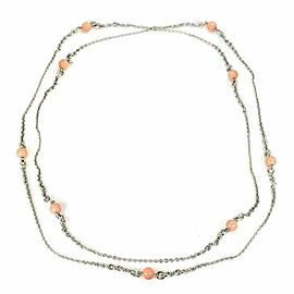 Chopard 18k White Gold Coral Beads Sautoir Long Chain Necklace w/Cert.