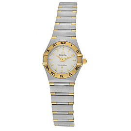 Omega Constellation Ladies Half Bar 18K Gold Steel 22MM Quartz Watch