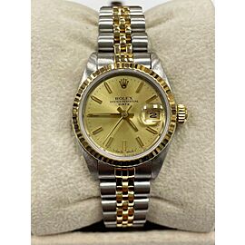 Rolex Ladies Date 69163 Champagne Dial 18k Yellow Gold Stainless Steel