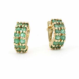 Colombian Emerald Half-Hoop Earrings in 18k Yellow Gold