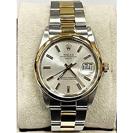 Rolex Date Silver Dial 18K Yellow Gold Stainless Steel