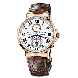 Ulysse Nardin Marine Chronometer 266-65 18K YG Leather Strap Men's Watch