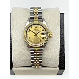 Rolex Ladies Datejust Champagne Arabic Dial 18K Yellow Gold Steel