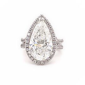 UNEEK Pear Shape Diamond 5.90 tcw Custom Halo Engagement Ring 14kt White Gold