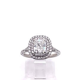 Tiffany & Co Cushion Diamond Double Halo Soleste 1.63 tcw Engagement Ring Plat