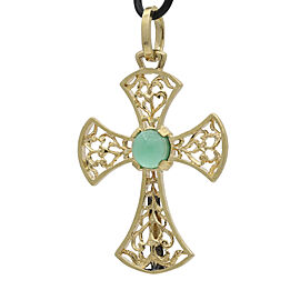 Maggie Hayes Emerald Green Jade Openwork Cross Pendant